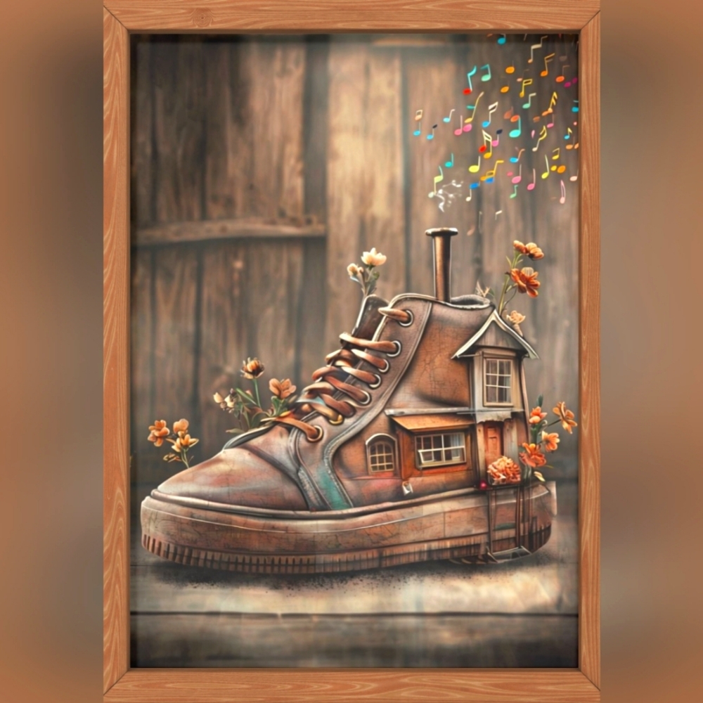 Rustic Brown Shoe House Wall Art